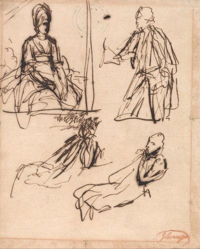 Studien für Porträts eines Mannes und einer Frau von George Romney